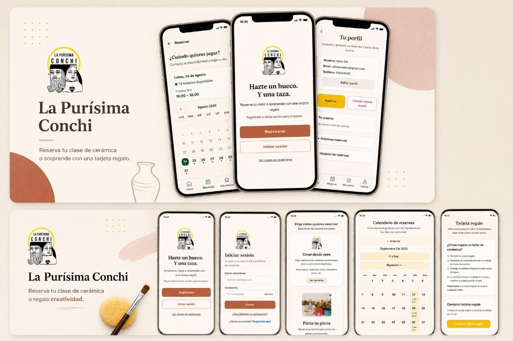 Portada de La Purísima Conchi, plataforma de reservas del taller de cerámica