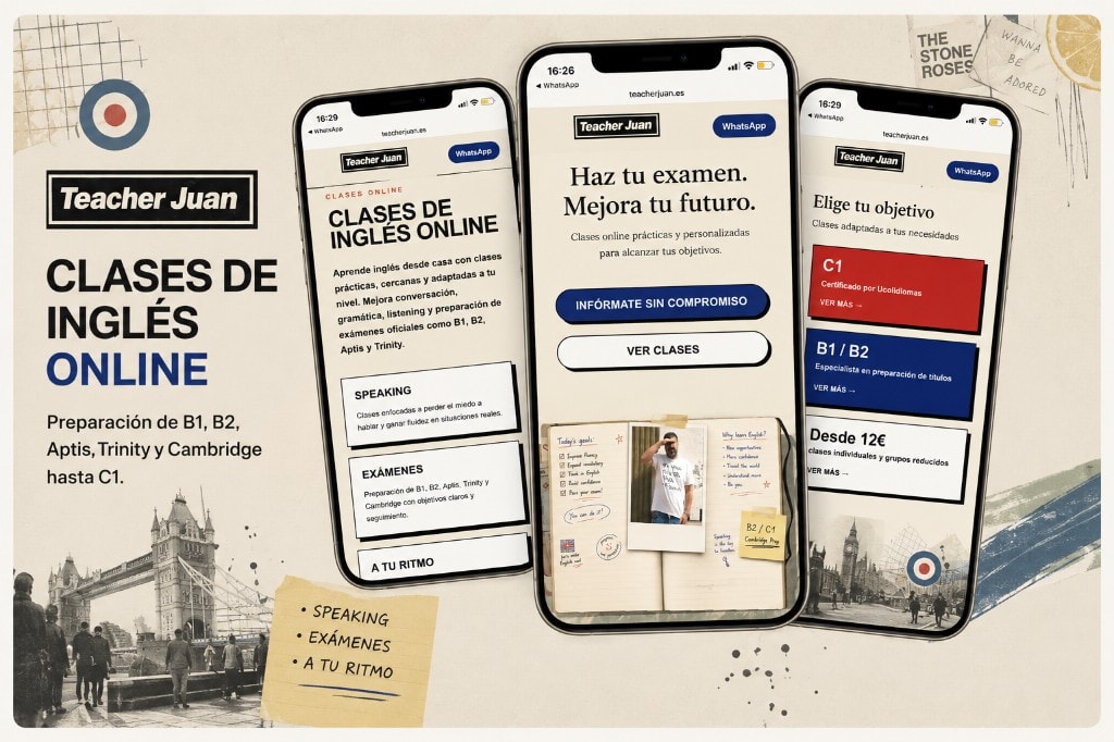Portada de Teacher Juan, web profesional de un profesor de inglés