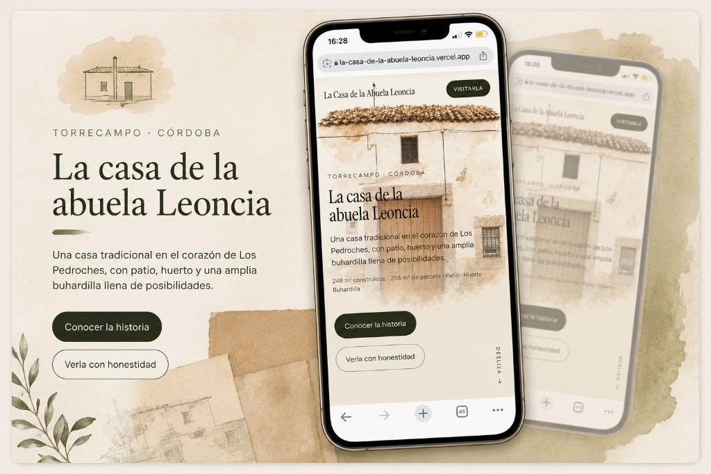 Portada de La Casa de la Abuela Leoncia, web para presentar una casa tradicional en Los Pedroches